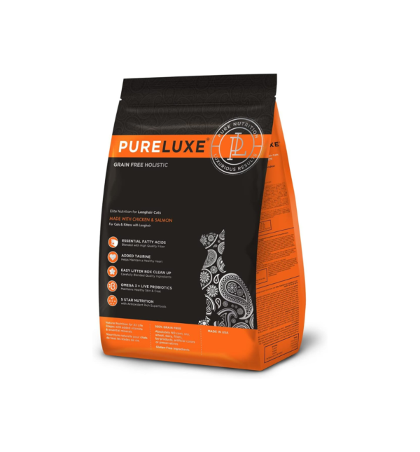 PURELUXE Grain Free Holistic Elite Nutrition Longhair Cat MADE WITH CHIKEN & SALMON 1,5kg