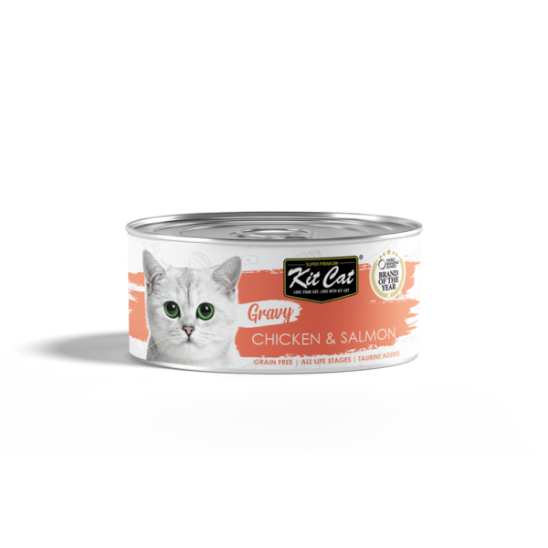 KIT CAT Gravy Chicken & Salmon 70gr Premium Cat Food