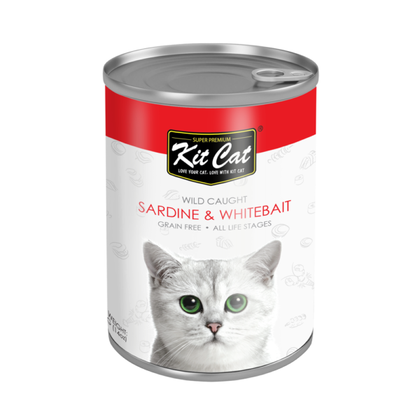 Kit Cat Grain Free Canned Cat Food Sardine & WhiteBait 400g