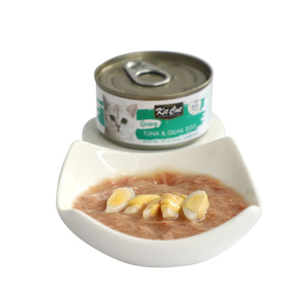KIT CAT Gravy Tuna & Equail Egg 70gr Premium Cat Food - Gambar 2