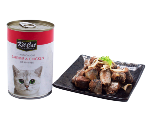 Kit Cat Grain Free Canned Cat Food Sardine & WhiteBait 400g - Gambar 2