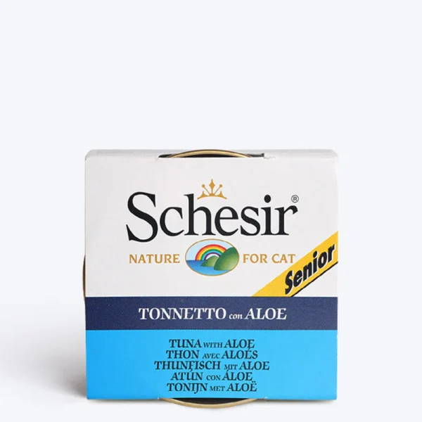 SCHESIR Tuna With Aloe In Jelly Canned Senior Cat Food 85g - Gambar 4