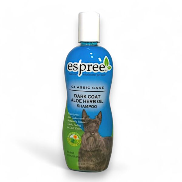 ESPREE Dark Coat Aloe Herb Oil Dog Shampoo Memperkuat Warna Bulu Gelap