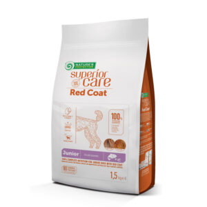 NATURES PROTECTION superior care dry grain free food for junior dogs of small breeds with red coat, with salmon 1,5 Kg
