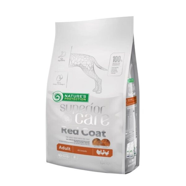 NATURES PROTECTION superior care dry food for adult, all breed dogs with red coat with poultry 1,5 Kg