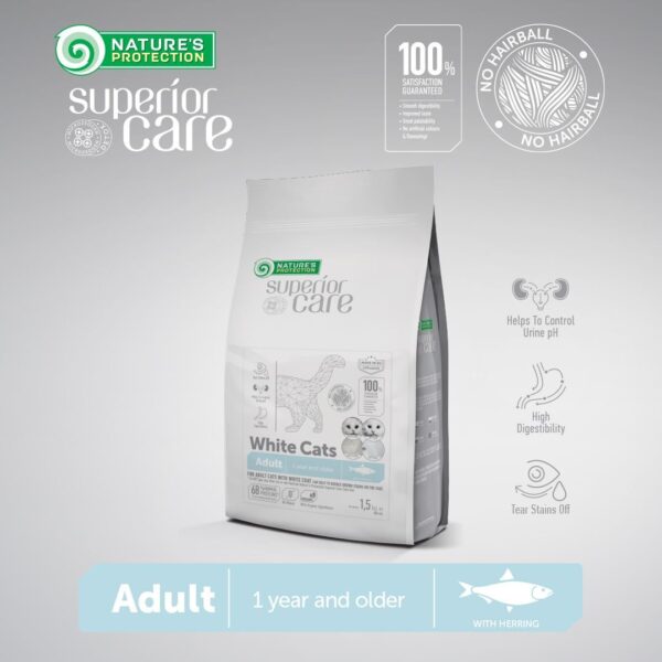 NATURES PROTECTION Superior Care Dry Cat Food Grain Free For Adult White Cats 1,5 kg - Gambar 2