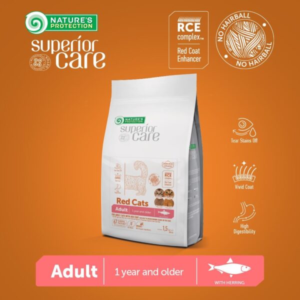 NATURES PROTECTION Superior Care Dry Grain Free Herring for Adult Red Coat Cats 1,5 kg - Gambar 2