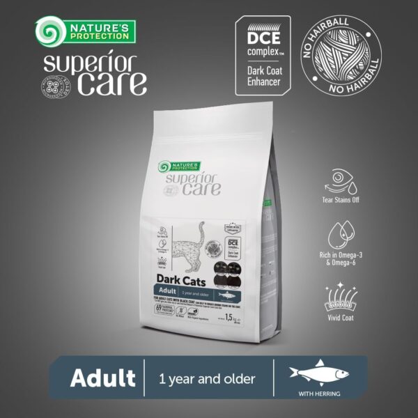 NATURES PROTECTION Superior Care Grain Free Adult Cat Food - All Breed Cats With Dark Coat 1,5 kg - Gambar 2