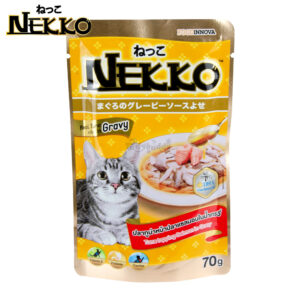 Nekko Cat food Tuna topping Salmon in Gravy