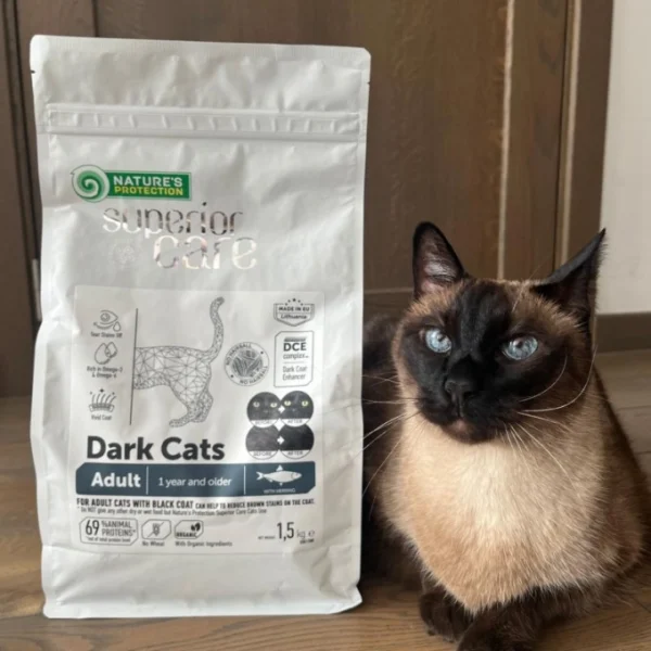 NATURES PROTECTION Superior Care Grain Free Adult Cat Food - All Breed Cats With Dark Coat 1,5 kg - Gambar 2