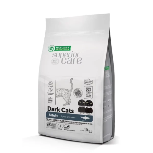 NATURES PROTECTION Superior Care Grain Free Adult Cat Food - All Breed Cats With Dark Coat 1,5 kg