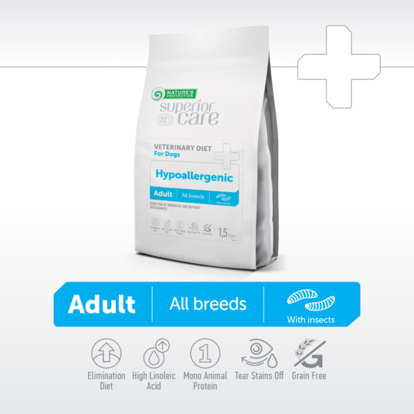 NATURES PROTECTION Veterinary Hypoallergenic 1.5Kg Makanan Anjing Alergi - Gambar 2