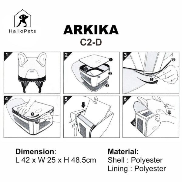 ARKIKA Akinu C2 Pet Backpack Carrier Dog Cat YELLOW Tas Anjing & Kucing - Gambar 8