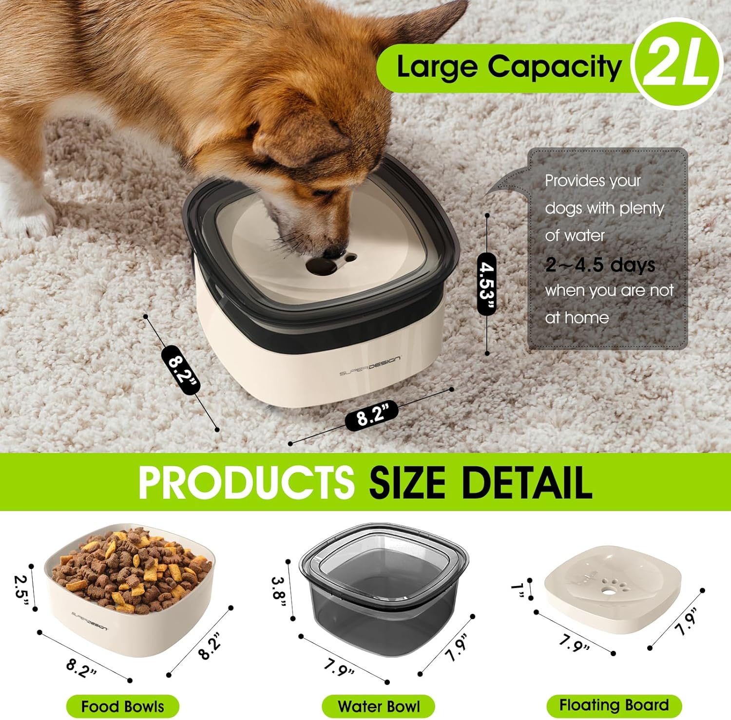 SUPER DESIGN Floating Bowl Tempat Minum Anjing & Kucing Anti Tumpah - Gambar 5