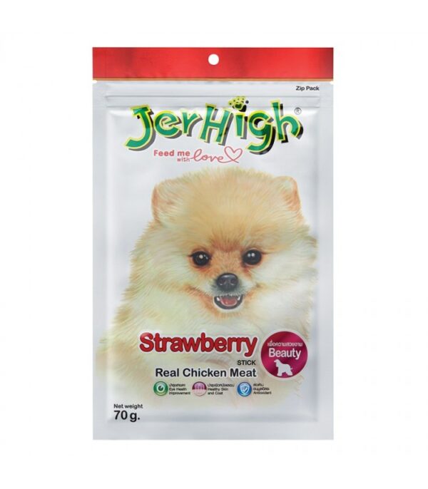 JERHIGH Strawberry Real Chicken Meat Stick 70g Dog Treats