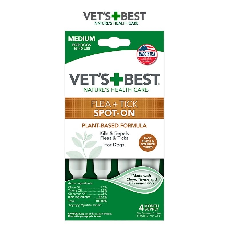 VETS BEST Flea & Tick Spot-On For Small Medium Large Dog - Gambar 3