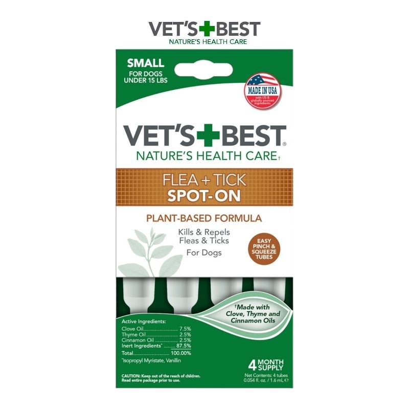 VETS BEST Flea & Tick Spot-On For Small Medium Large Dog - Gambar 2