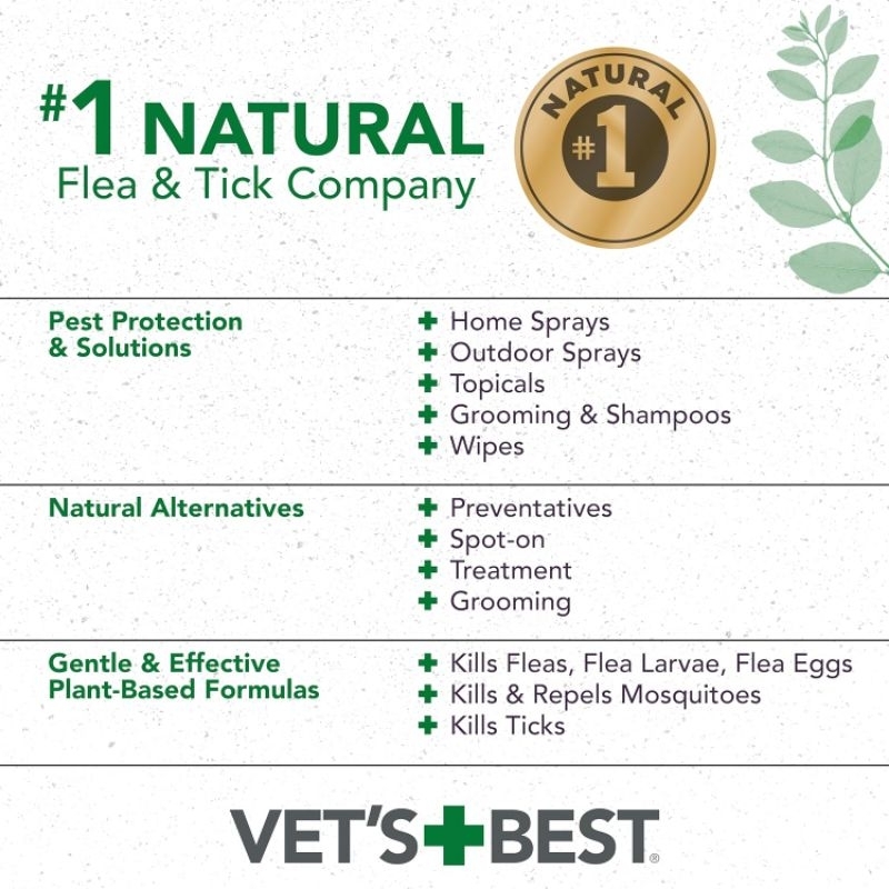 VETS BEST Flea & Tick Spot-On For Small Medium Large Dog - Gambar 6
