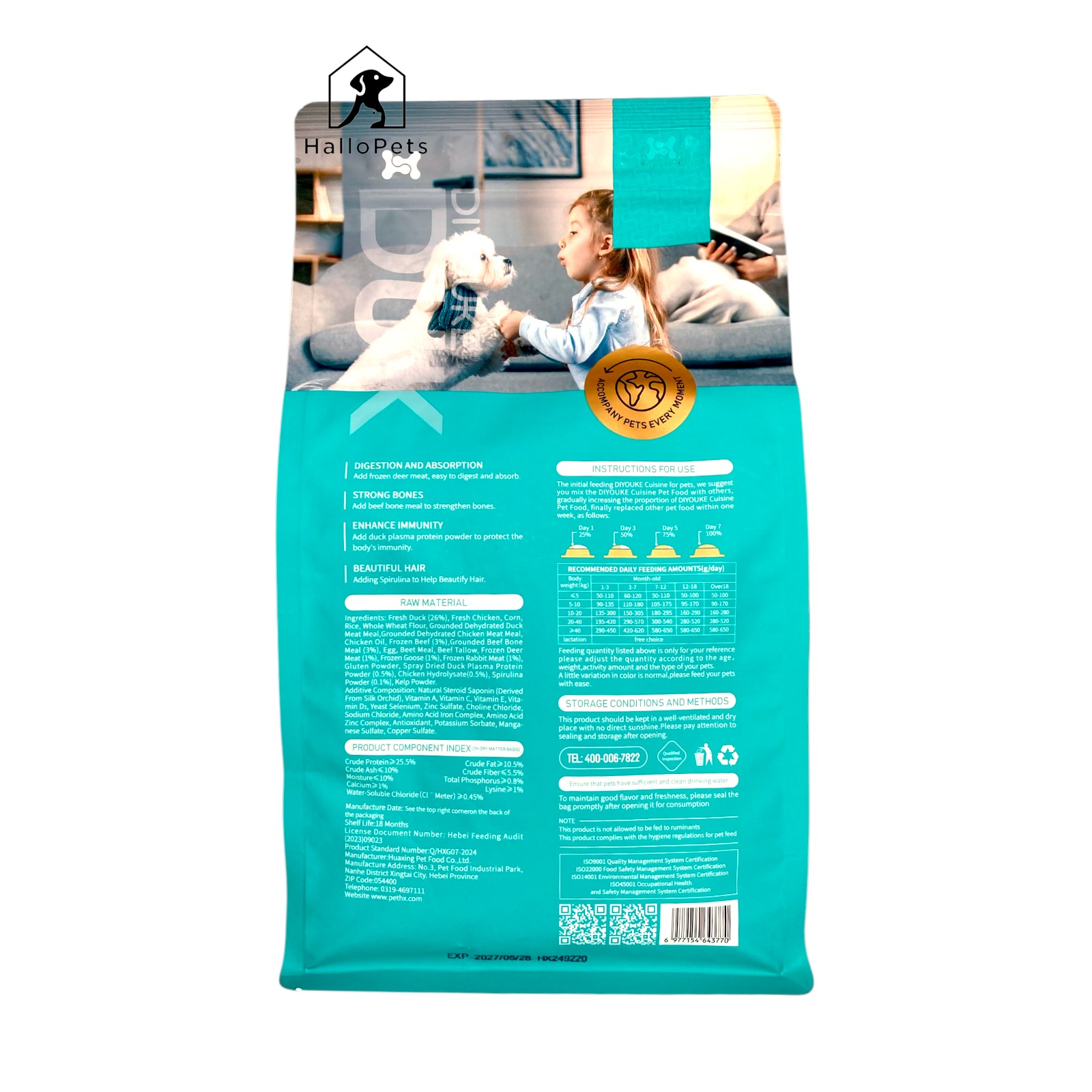DIYOUKE Dog Food Complete Nutrition Duck and Beef Formula 1.5kg